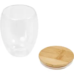 Okiyo Moco Glass & Bamboo Double-Wall Cup Lid Off